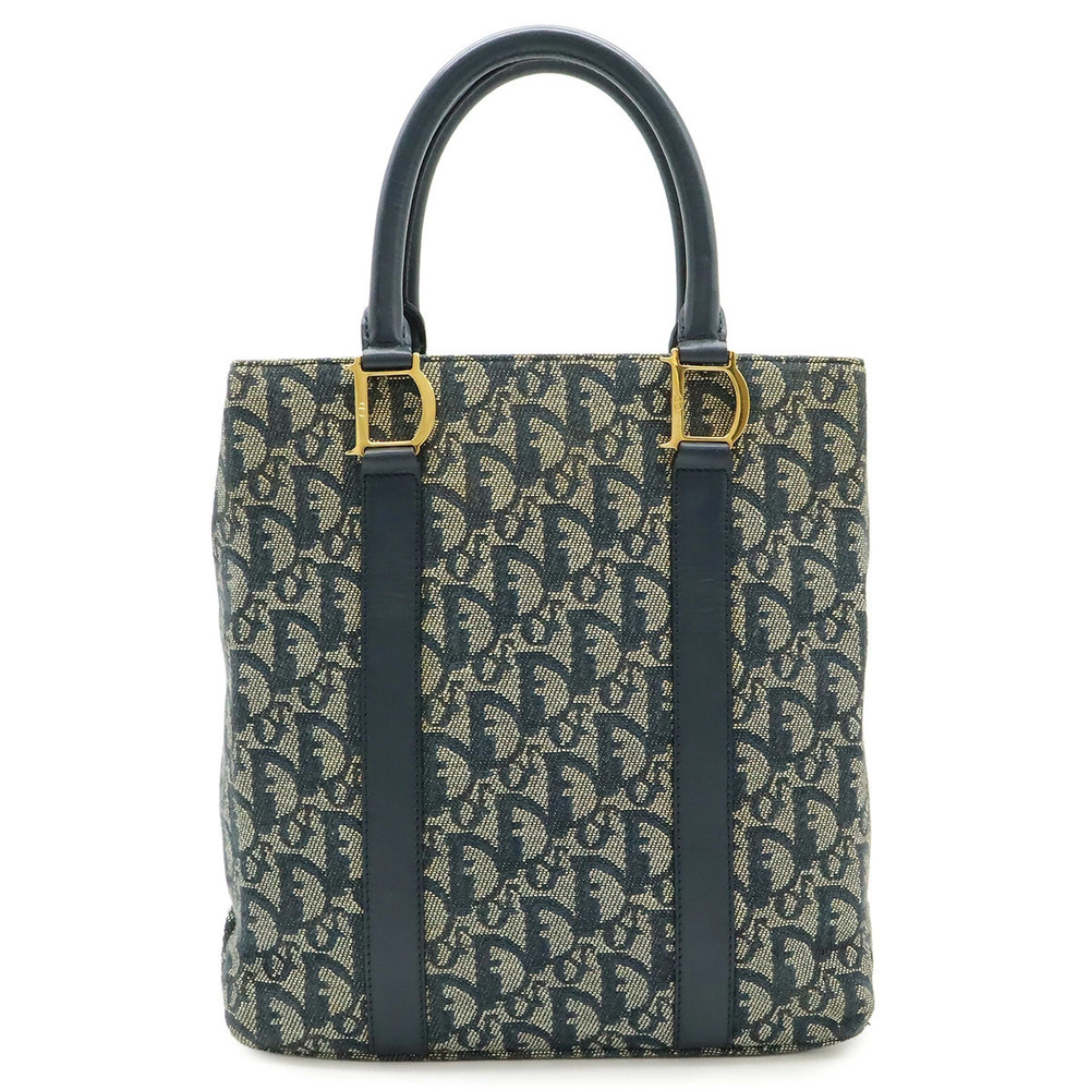 Christian Dior Trotter handbag tote bag jacquard canvas leather navy blue
